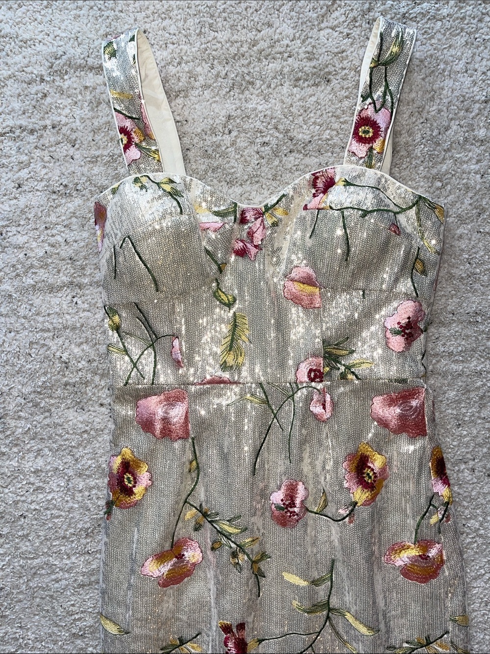 Dress the Population Champagne Sequin Floral Maxi Gown - Picture 7 of 12